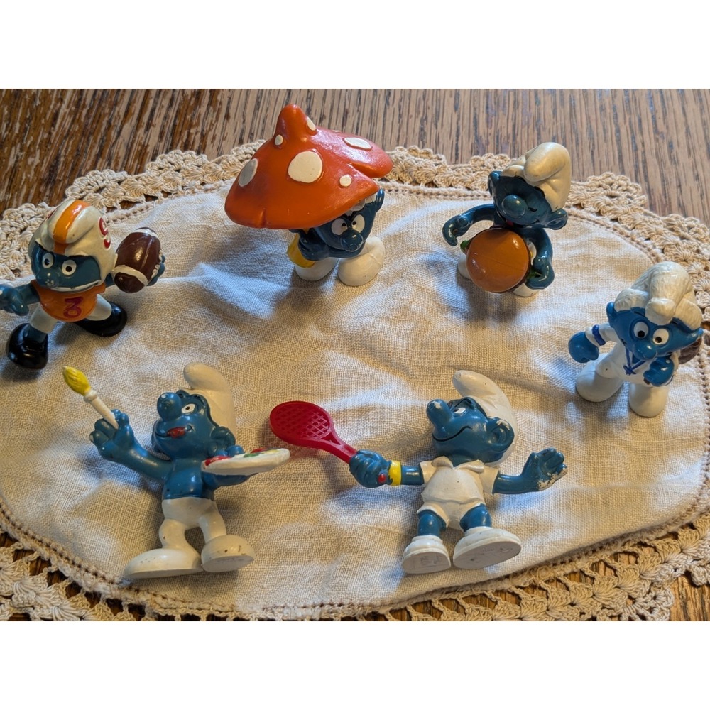 Vintage Schleich Peyo Smurfs Lot of 6 1979 1980 1983 1984 PVC Figures‎